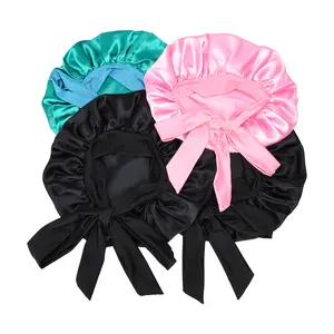 4Pcs Bonnets for Sleeping, Extra Satin Silk Bonnet for Sleeping Women with Tie Band for Curly Hair Jumbo Bonnet Braids