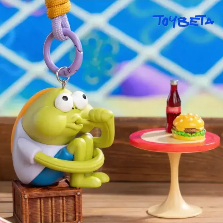 Bikini Bottom Series PVC Cartoon Character Minifigures Blind Box Keychains - 2PC Multipack, 6 Regular+1 Secret, ~4cm, Collectible Gift for 15 Years Old or Above