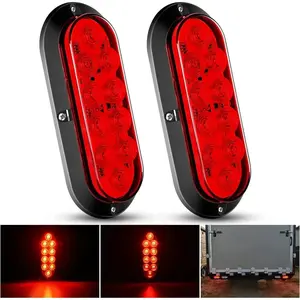 Nilight 6 Inch Oval Red Upgrade LED Trailer Tail Lights (Pair)