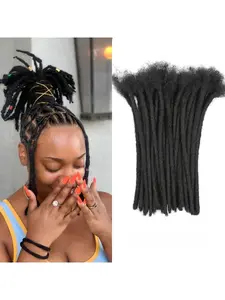Dreadlock Extensions Human Hair 10 Strands Width 100% Full Handmade Permanent Dreadlock Extension Human Hair For Women/Men Can Be Dyed Bleached Curled ( Natual Black)