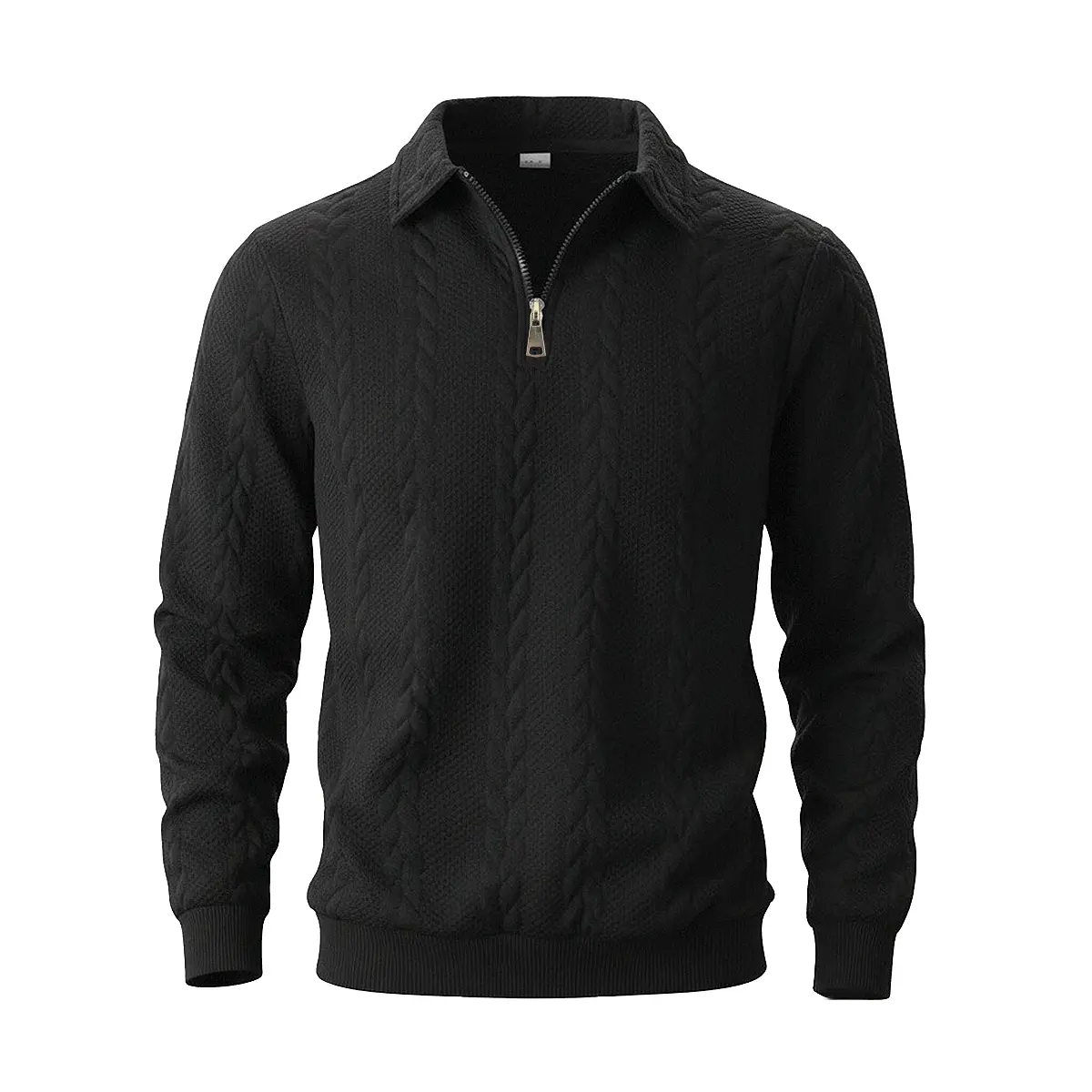 Men's half-zip knitted pullover, textured long-sleeve V-neck pullover, soft and comfortable business-casual pullover, suitable for daily wear, work occasions, and outdoor activities, stylish men's knitted pullover, with ribbed cuffs and hem Knitwear Mensw