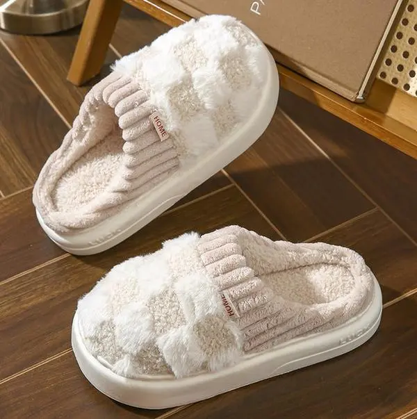 Women's Soft Cotton Indoor Slippers - Anti-Slip, Cashmere-Warm, Cute Plush, Flat, Fluffy Silky, Fuzzy Fabric Casual Home Flipflops Mop Footwear, Casual Women's Home Slippers, Cute Plush Women's Home Slippers