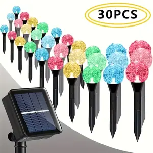30-pack solar outdoor decorative LED lights, IP44 waterproof, multiple color options, 8 lighting modes—ideal for courtyards/gardens, outdoor camping ambiance lighting, lawn pathway decor, and weddings.Valentine’s Day and Easter party decorations