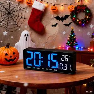 【TikTok Hot Seller】Decorative LED Digital Wall Clock - Bedroom Alarm with Temperature, Countdown Timer, Auto Dimming & Snooze - 12/24H Display,for Home, Office & Dorm,USB & Battery Charging,Large Screen Wall Clock,Multifunctional Alarm Clock Gift