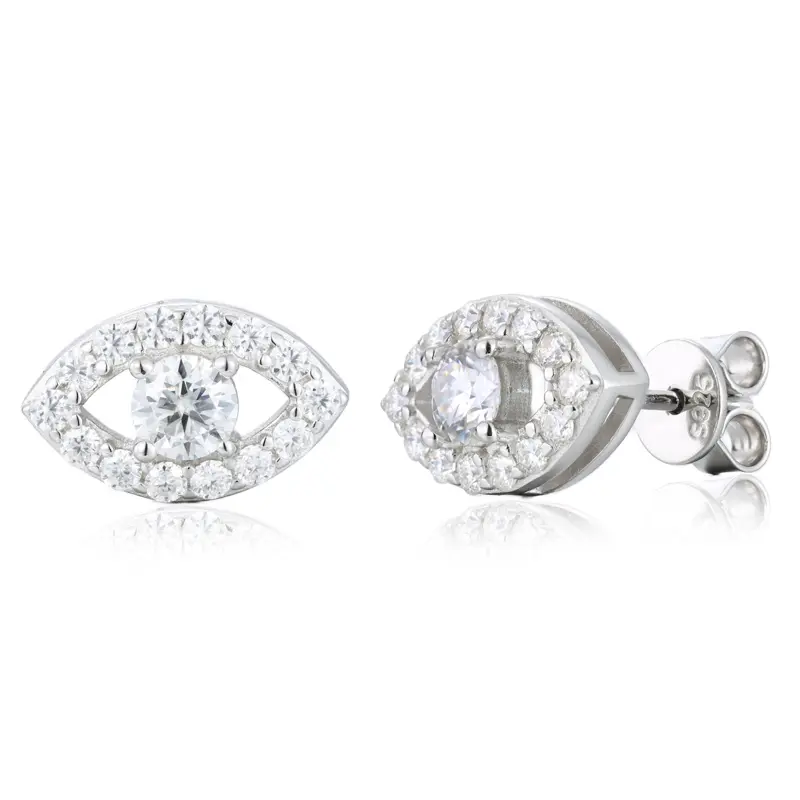 Eye-shaped earrings UCCIYO Synthetic Moissanite Earrings For Women 925 Sterling Silver Stud Earring Men Hip Hop Jewelry Couple Gift Halloween【#E580】