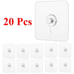 20 Pcs Adhesive Wall Mount Screw Hooks, No-Trace Sticker Screw Hanging Nails for Bathroom Kitchen 20 Pcs Adhesive Wall Mount Screw Hooks, No-Trace Sticker Screw Hanging Nails for Bathroom Kitchen