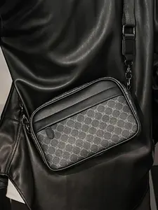 Men's Business Fashion Zipper Crossbody Bag, Casual Pu Leather Square Crossbody Bag for Daily Used, Trendy Versatile High-quality Daily Commuting Bag, Zippered Sling Bag, Stylish Crossbody Bag