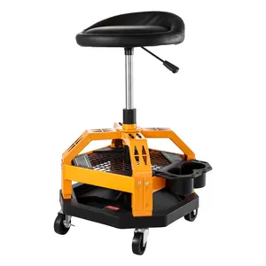 VEVOR Rolling Shop Stool, Heavy-Duty Pneumatic GarageSeat with 300 lbs Capacity, Adjustable Height Roller Creeper Seat, 360 Swivel Padded Workshop Stool with Casters, for Garage, Shop Auto Repair