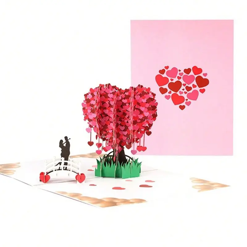 3D Heart Tree Design Greeting Card - Valentine's Day Love Card, Couple Gift for Flower Shop Patrons, Flower Shop Customers