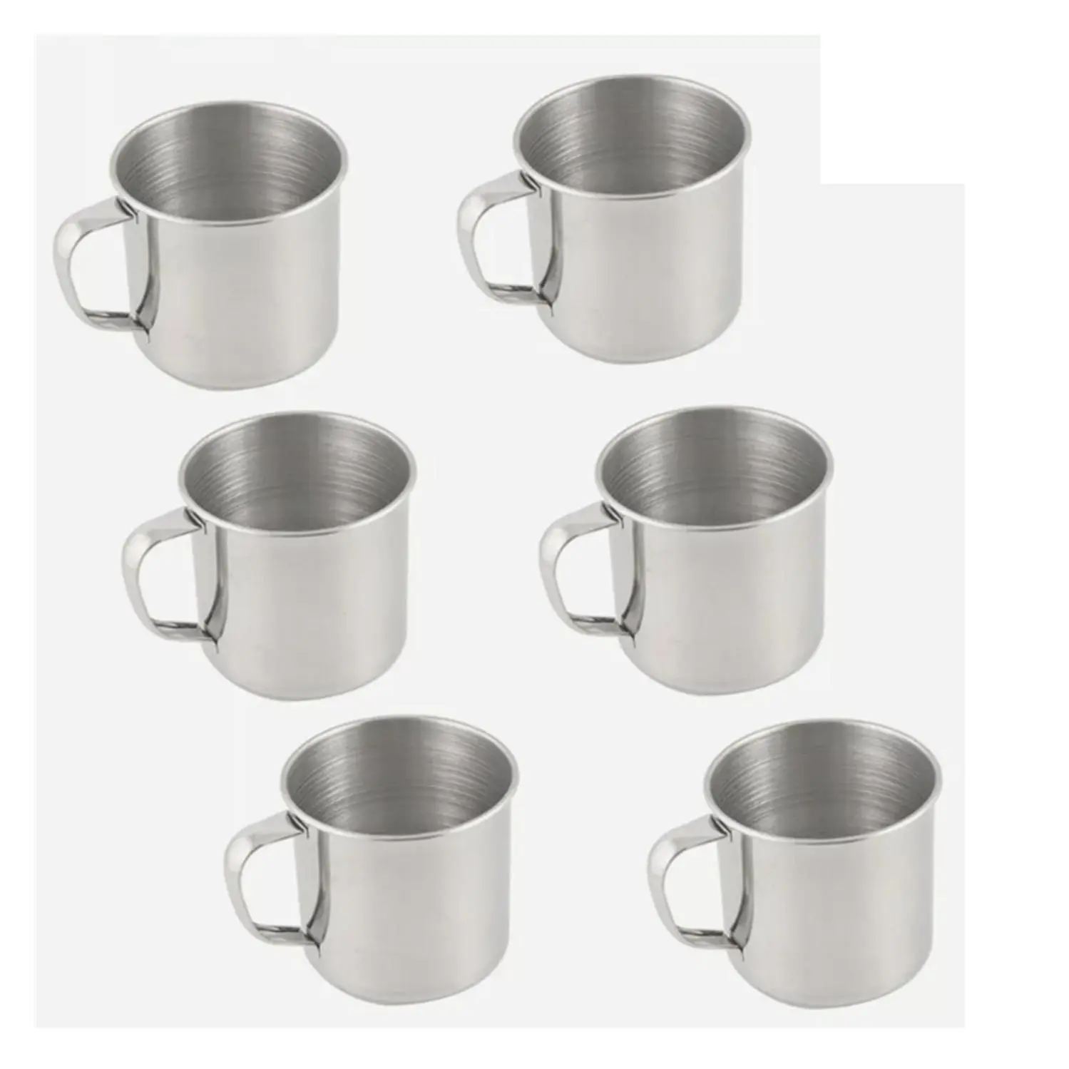 6-Pack 12oz Stainless Steel Handleless Stackable Cups with Metallic Finish, Camping & Hiking Camp Kitchen Essentials for Coffee, Soup, Outdoor Travel