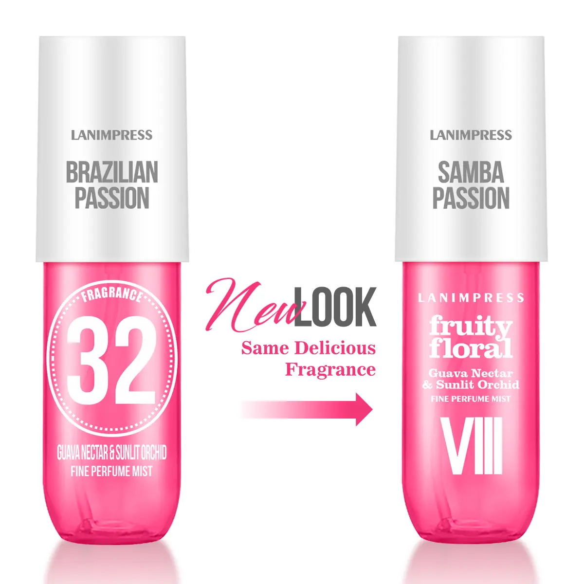 LANIMPRESS Samba Passion Body & Hair Fine Perfume Mist, Long-Lasting Fruity Floral Fragrance with Guava Nectar, Travel Spray for Women, 3.0 fl oz, Single Item, Bright Fruity Floral, Fruit Floral Scent