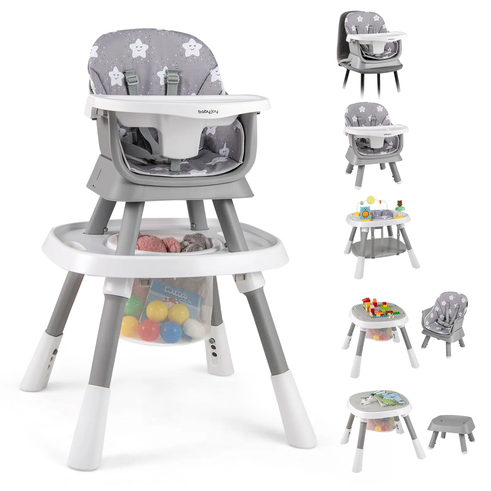 COSTWAY - 16-in-1 Baby High Chair with Activity Center and Booster Seat for Babies and Toddlers-Grey
