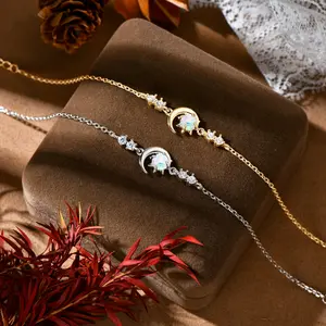 Fashion White Opal Sun and Moon Bracelet Real 925 Silver Chain Bracelets for Women with 5A Zircon New Year Christmas Gifts game lover evil  eye  protection high  appearance  bracelet Classic Magnetic Copper Bracelet jewelry  under  50