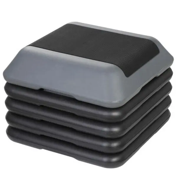 Unisex Adjustable Nonslip Multi-Level Aerobic Step Platform - 4 Risers, 16in L x 16in W Surface, Compact Stackable Functional Home Fitness Accessory, Ideal for Beginners with Instructional Streaming Videos, Space-Saving, Beginners To Experts