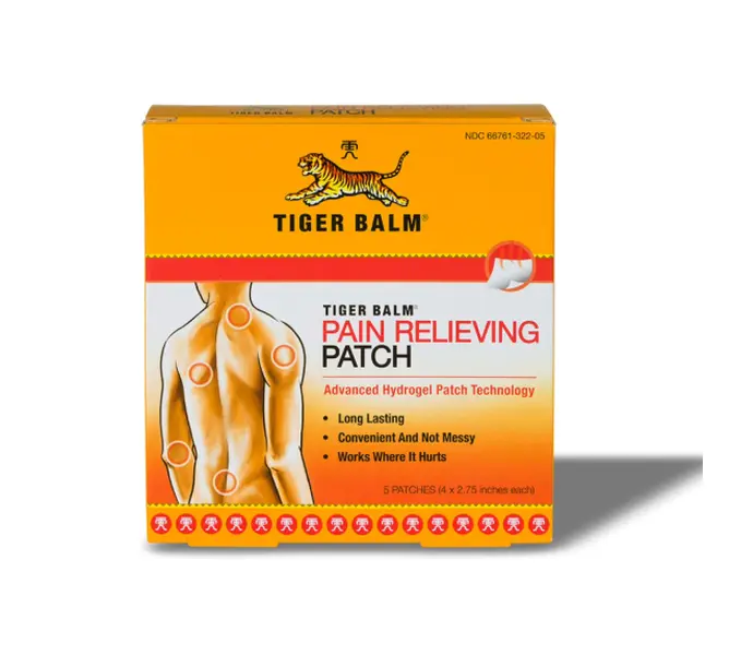 Tiger Balm Pain Relieving Patch, Fast-Acting Relief for Backaches, Muscle Strains, Sore Muscles & Sprains, Soothing Menthol & Camphor Formula, 5 Count