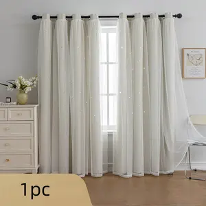 Double Layer Curtain, Heavy Curtain, Solid Color Blackout Curtain, 1 Piece, Fashionable Home Decor for Living Room & Bedroom