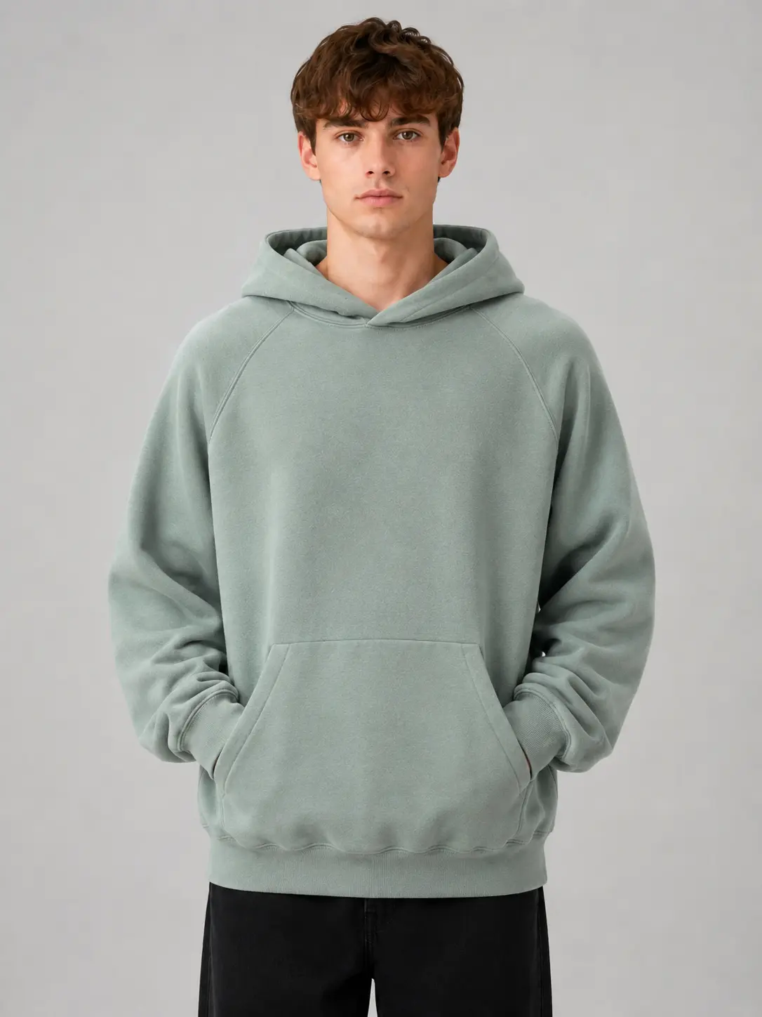 Men's Sycamore Pullover Hoodie - Plain Casual Long-Sleeve Loose-Fit Raglan-Sleeve Hooded Sweatshirt with Kangaroo Pocket, Tops, Raglan Sleeves