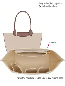 2026 Spring & Summer Felt Bag Organizer for Foldable Tote Bag, Multi-pockets Bag Insert for Handbag, Versatile Storage Pouch, Zipper Organizer, Bag Accessories for Women, Organizer insert Compatible, Tote Shaper with 8 Compartments