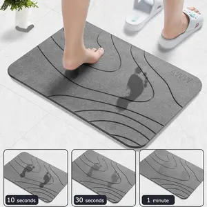 Stone Bath Mat, Diatomaceous Earth Bath Mat, Quick Drying Bath Stone Mats for Bathroom Kitchen, Easy to Clean 23.62x15.47, Grey Shower
