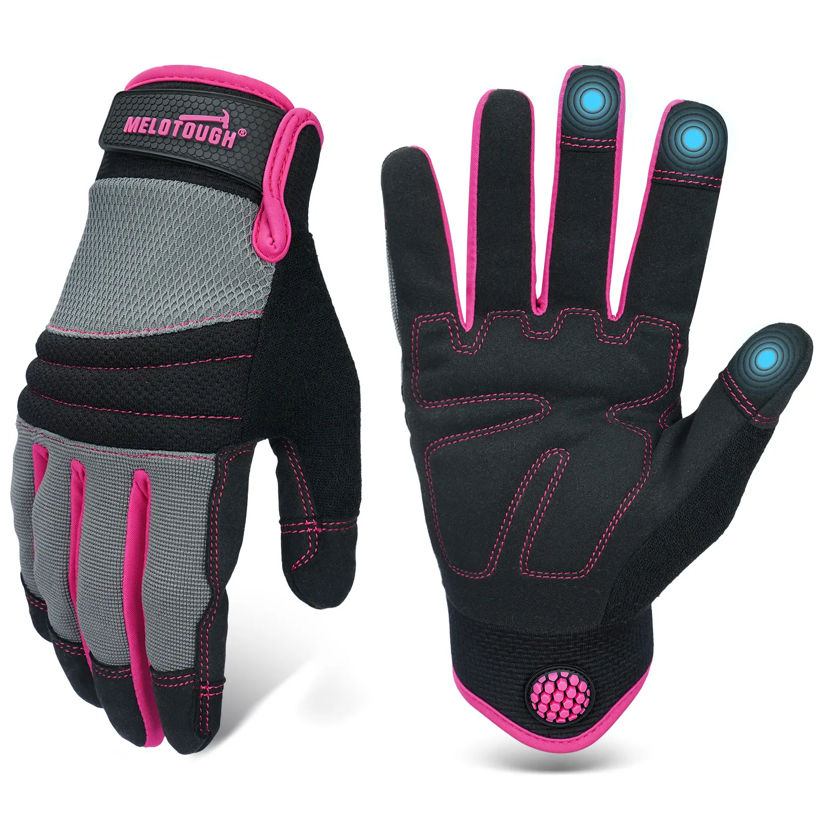 MELOTOUGH Women's Heavy Duty Safety Gear Construction Work Gloves - Breathable, Flexible, Touch Screen Compatible for Mechanics, Carpentry, Construction Gloves, Driving, Gardening, Protective, Yard Work