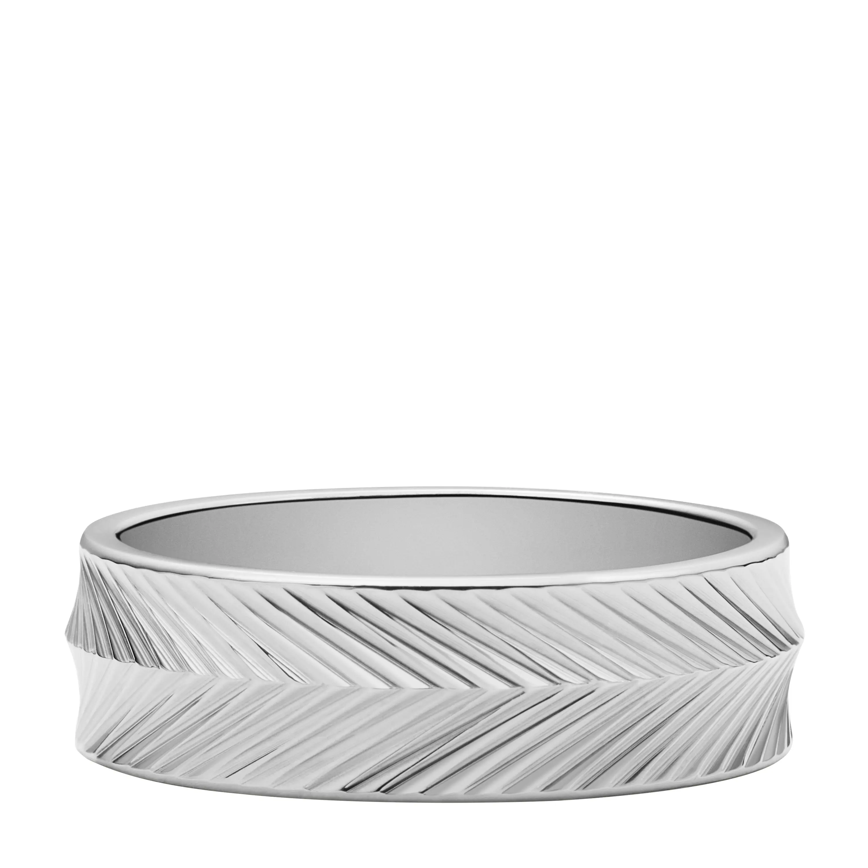 Fossil Women's Harlow Linear Texture Stainless Steel Band Ring, JF04667040