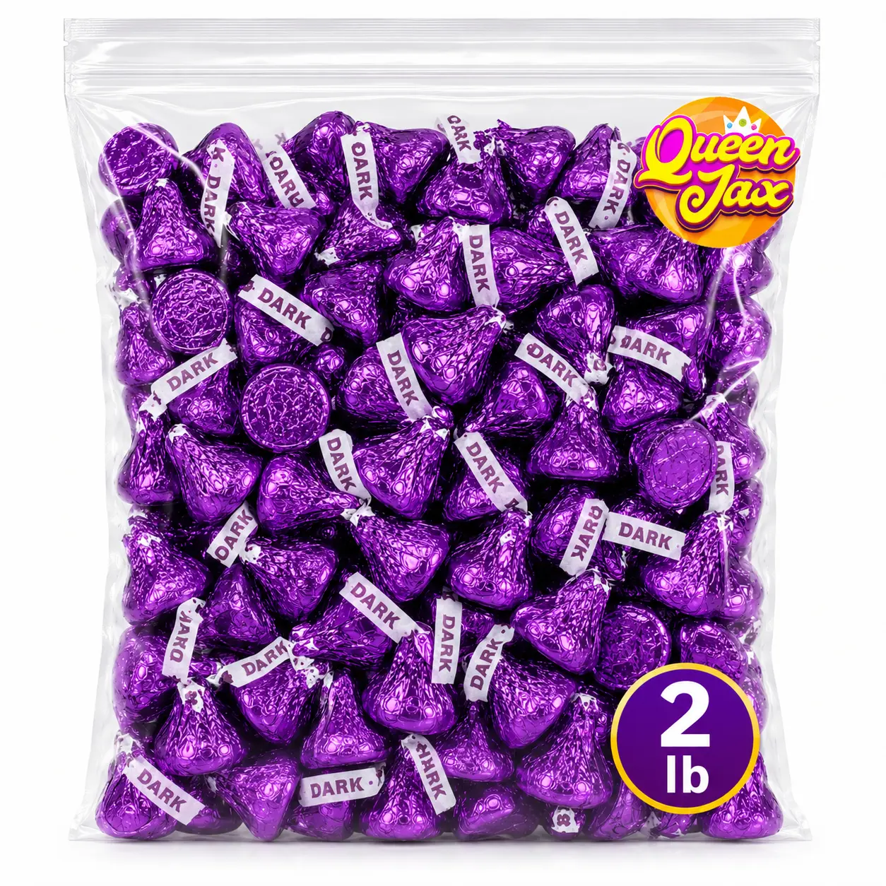 Dark Chocolate Kisses 2LB Bulk -Individually Wrapped Kisses-Purple Kisses