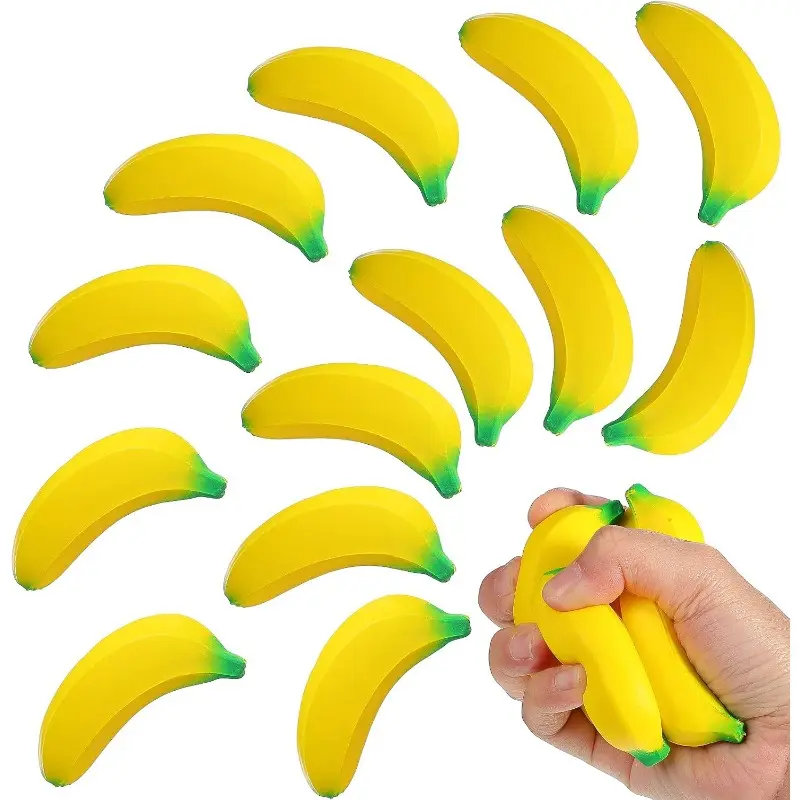 13 Pcs Mini Banana Stress Relief Toys, PU Stretchy Decompression Squeeze Balls, Stress Ball, Anxiety Relief Fidget Toys for Adults Kids, Classroom Prizes, Party Favors, Stress Relief Tools, Birthday Christmas Gifts