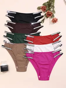 Women's Cut Out Brief, Soft Comfy Breathable Knicker for Daily Wear, Sparkle for All Seasons, High Cut Underwear, Fashion Breathable Underwear