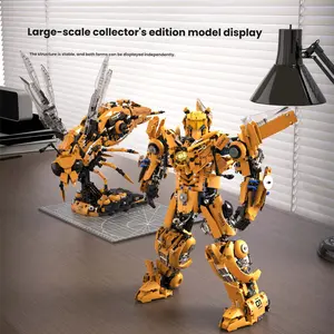 Bee Transformer Building Blocks, 2-In-1 Multi-Change Robot Kit, High Difficulty Large Scale, Realistic HD Printing, Jointly Moveable