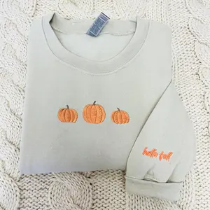 Embroidered Pumpkin Sweatshirt, Halloween Sweatshirt, Spooky Season
