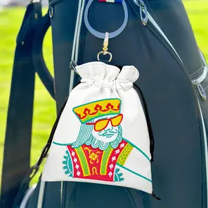 Stylish Golf Accessories Pouch, Drawstring Golf Ball Bag, Portable Golf Carry Bag, Fashionable Embroidery Design, Ideal Gift for Golf Enthusiasts, Golf Pack