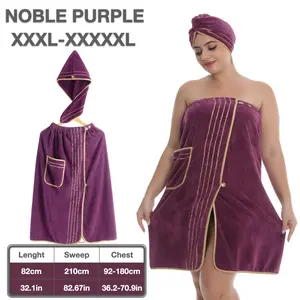 Women's Plus Size Bathing Bathrobe Set, Soft Coral Fleece Material, Adjustable Fit M-Xxxxxl, Ideal for Home & Travel Use