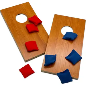 Super Fun, Portable Mini Desktop Cornhole Set of 2. Coated Wood Boards with 4 Red 4 Blue Bags. Gift for Students, Office Employees or Work from Home. Simple Easy Tabletop Game for Groups or Solo!