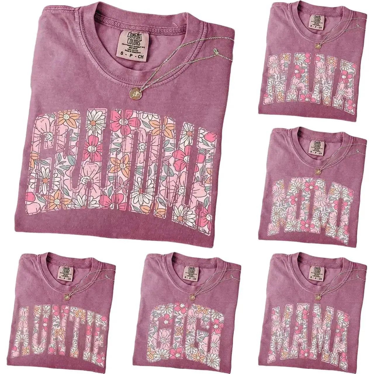 Comfort Colors Custom Mama Shirt, Boho Floral Grandma Tee, Personalized Nana Mimi Gigi Auntie Grammy Shirt, Mothers Day Grandparent Gift - AL
