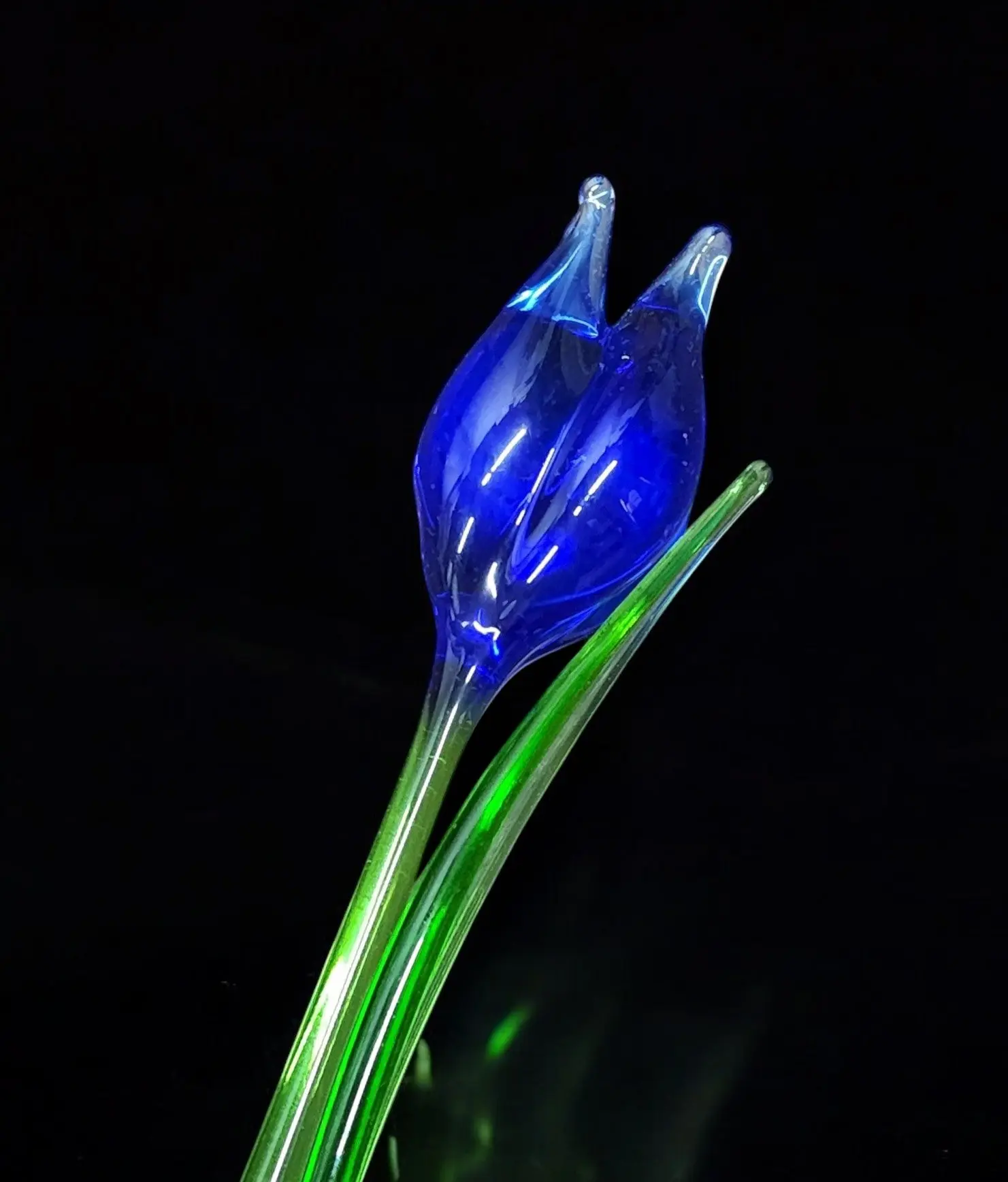 Blue Glass Tulip, Handcrafted Glass Flower, Hand Made In Ukraine Using Murano Quality Glass, Great Gift For Flower Lovers, 12 Inch Tulip