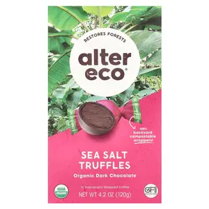 Alter Eco Organic Dark Chocolate Truffles, Sea Salt, 10 Individually Wrapped Truffles, 4.2 oz (120 g)