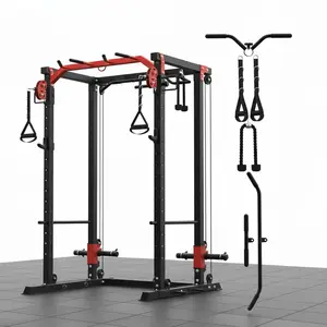 Home Gym Power Cage – 2000LB Squat Rack with LAT Pulldown and Cable System, All-in-1 Workout Station with Attachments, Perfect for Home, Garage, or Apartment