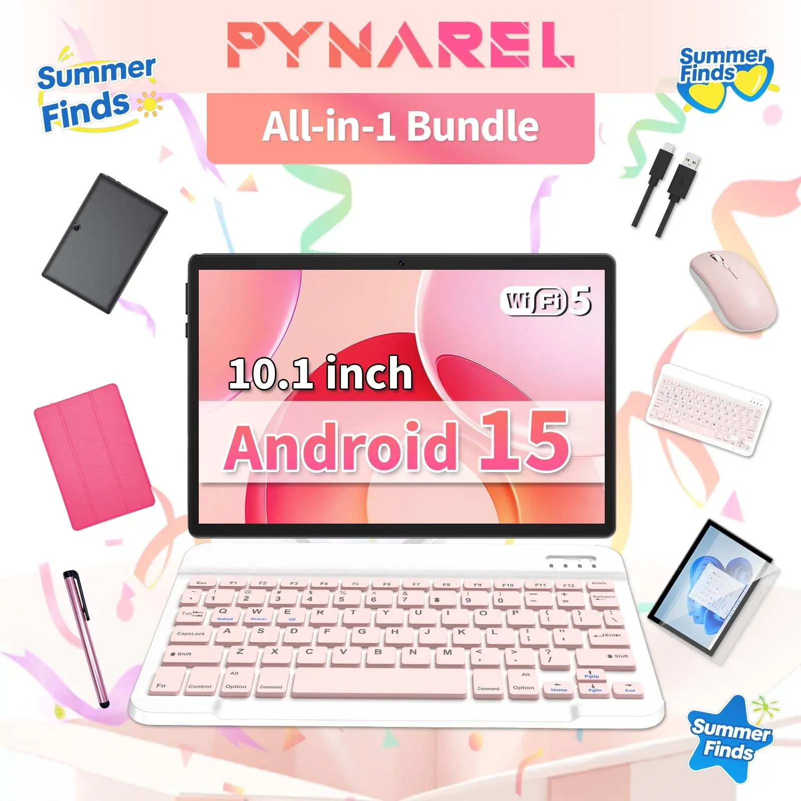 【SummerTurnUp】2026 Android 15 Tablet package-All in 1, Gift Bundle with Keyboard, Mouse, Stylus & Case, for family entertainment, Easy Setup for Family, Portable for Travel & Outdoor Fun summerwins, Streaming & Campus Life, Back to school Deals
