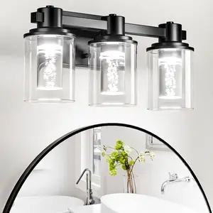 Bathroom Light Fixtures，Bathroom Vanity Light LED Bathroom Lighting Fixtures Over Mirror UL Certified (Bulbs Included), 17.5 inch Glass Modern Led Lighted