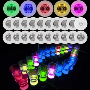 25PCS SummerVibes Light Up Coasters Decorative LED Sticker Coaster Tray Strobe Glow-in-the-Dark Party Supplies Set for Bachelorette Parties Concerts Birthdays Graduation Nights Weddings and more Funny Gift