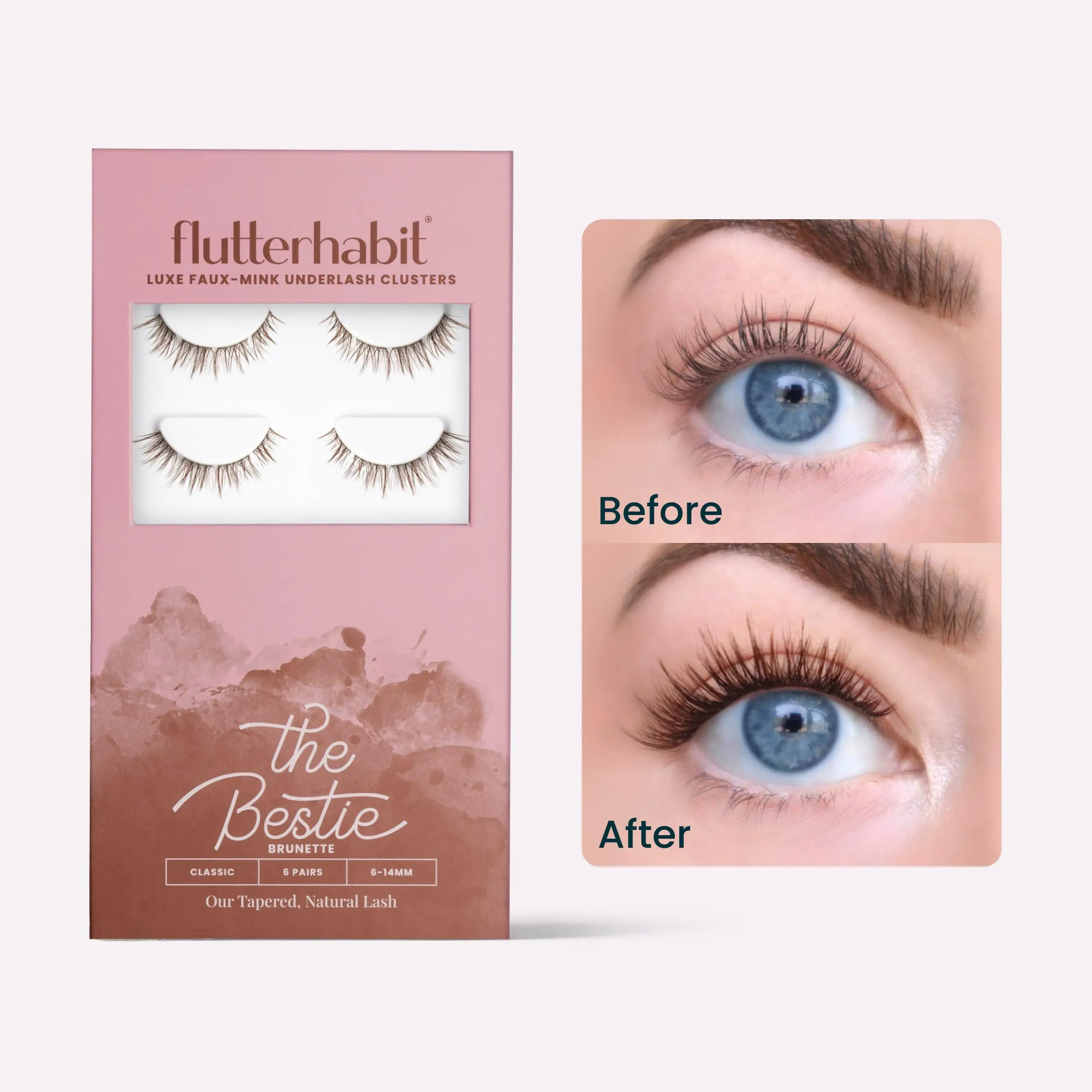 FlutterHabit The Bestie (Brunette) Pack of 6 At Home Lash Extensions