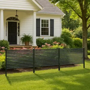 GAOMON Black Privacy Fence Panels for Outside, 48" h×106" w 3-Panel No-Dig, Rustproof Decorative Garden Barrier, Air Conditioner Fence Panels, Pool Equipment Enclosure,Trash Can Screens