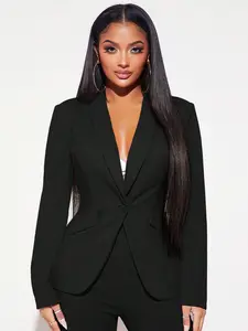 Spring Summer Shawl Collar Blazer Jacket, Long Sleeve Breathable Single Button Slim Fit, Fashion Chic Formal Commuter Outerwear, Women's Elegant Clothing