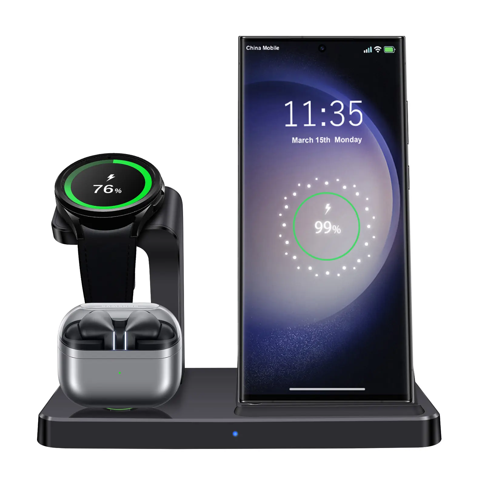 Wireless Charger for Samsung Charging Station, 3 in 1 Fast Charging Stand for Galaxy S26/S25/S24/S23/S22/S21/S20,Note 20/10& Galaxy Buds, Wireless Charger for Galaxy Watch Ultra 8 7 6 5 Pro/5/4/3/Active 2/1