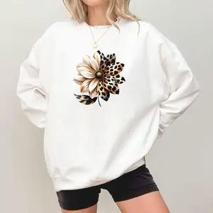 Leopard Sunflower Sweatshirt, Sunflower Shirt, Sunflower Shirt For Women, Botanical Shirt, Plant Lover Shirt, Birthday Shirt, Leopard Print