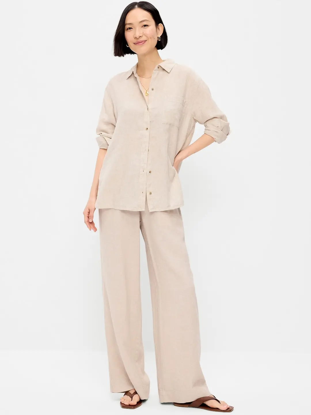 Old Navy Women's High-Waisted Linen-Blend Wide-Leg Pants