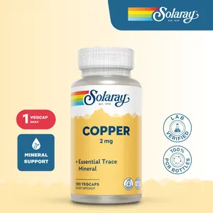 Solaray Copper 2mg Supplement - Essential Trace Mineral for Daily Health, Immune & Energy Support
