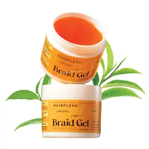 Hairplexx Glow Braid Gel with Castor Oil Tea Tree Extract & Avocado Oil  - Extreme Hold High Shine Frizz Control for Braids & Twists - 150ml Haircare