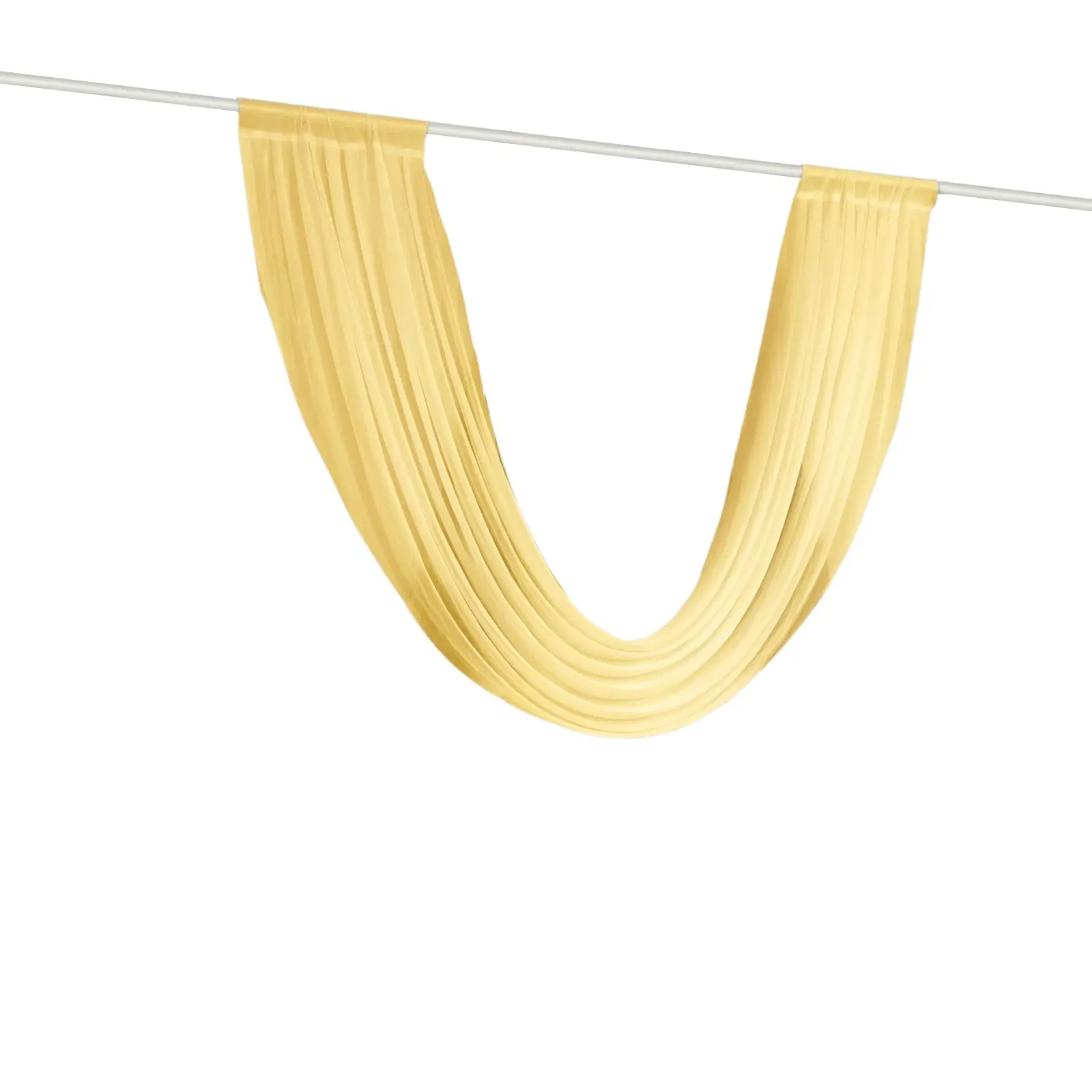 Champagne Sheer Chiffon Valance Curtain (4ft x 6ft) - Rod Pocket Voile Panel for Wedding Arch, Wedding Venues, Banquet Halls, Birthdays, Bridal Showers