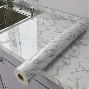 Marble Pattern Wallpaper, Self-adhesive Peel and Stick Washable Wall Sticker, Decorative Wall Paper for Home Kitchen Living Room, Marble Backsplash Wallpaper